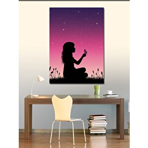 Kanvas Tablo Pembe Gökyüzü Silueti 100x140 cm