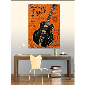 Kanvas Tablo Vintage Lucille Gitar Posteri 100x140 cm