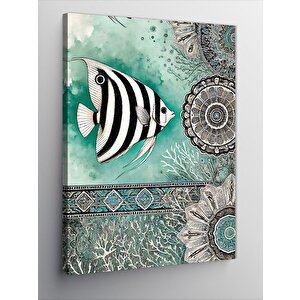 Kanvas Tablo Balık Deseni Ve Mavi Soyutluk 70x100 cm