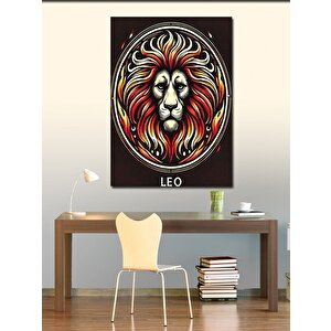 Kanvas Tablo Aslan Ve "leo" Burcu Simgesi 100x140 cm