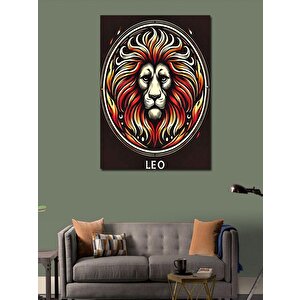 Kanvas Tablo Aslan Ve "leo" Burcu Simgesi 100x140 cm