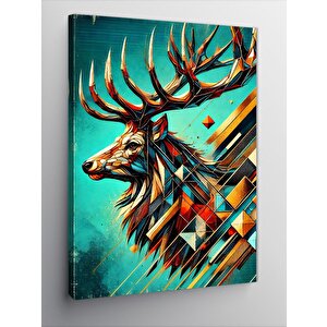 Kanvas Tablo Renkli Geyik Portresi 50x70 cm