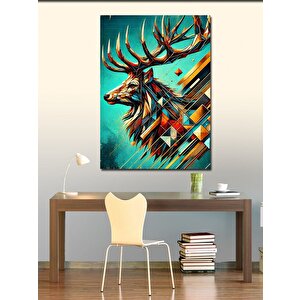 Kanvas Tablo Renkli Geyik Portresi 100x140 cm