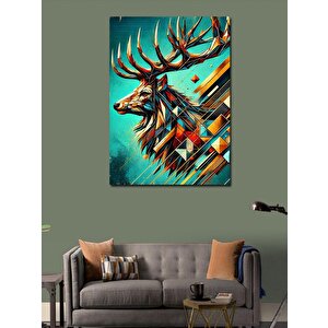 Kanvas Tablo Renkli Geyik Portresi 100x140 cm