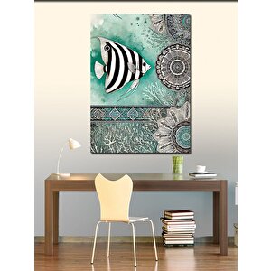 Kanvas Tablo Balık Deseni Ve Mavi Soyutluk 100x140 cm