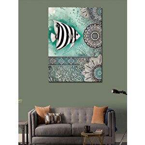 Kanvas Tablo Balık Deseni Ve Mavi Soyutluk 100x140 cm