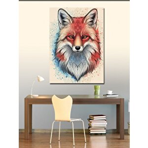 Kanvas Tablo Renkli Tilki Portresi 100x140 cm