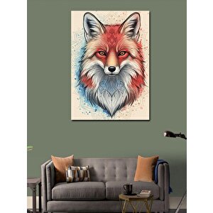 Kanvas Tablo Renkli Tilki Portresi 100x140 cm