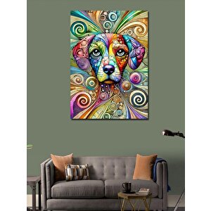 Kanvas Tablo Renkli Köpek Portresi 100x140 cm