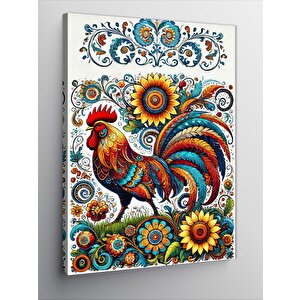 Kanvas Tablo Renkli Horoz Deseni 70x100 cm