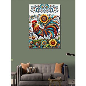 Kanvas Tablo Renkli Horoz Deseni 70x100 cm