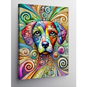 Kanvas Tablo Renkli Köpek Portresi 50x70 cm