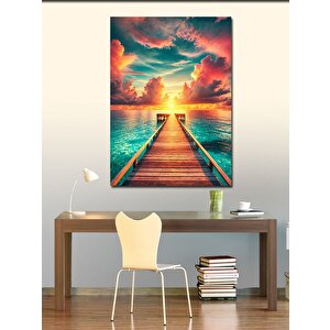 Kanvas Tablo Gün Batımında Ahşap İskele 100x140 cm