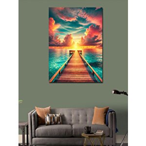 Kanvas Tablo Gün Batımında Ahşap İskele 100x140 cm