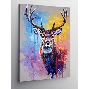 Kanvas Tablo Renkli Geyik Ve Boynuz 50x70 cm