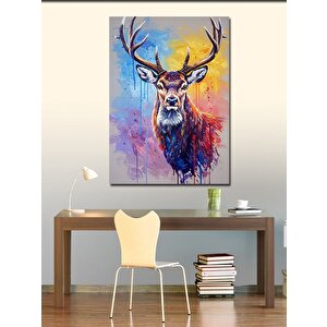 Kanvas Tablo Renkli Geyik Ve Boynuz 50x70 cm