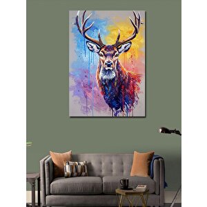 Kanvas Tablo Renkli Geyik Ve Boynuz 50x70 cm