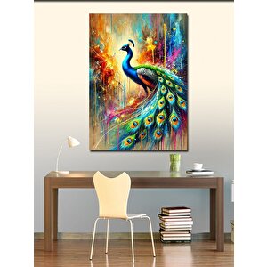 Kanvas Tablo Renkli Tavuskuşu 100x140 cm