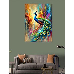 Kanvas Tablo Renkli Tavuskuşu 100x140 cm