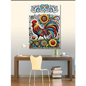 Kanvas Tablo Renkli Horoz Deseni 100x140 cm