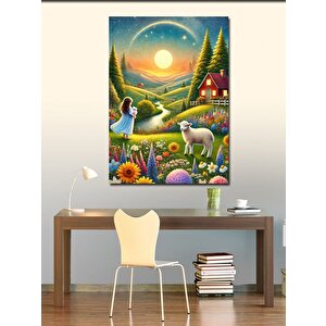 Kanvas Tablo Kırsal Alan Ve Çoban Kız 100x140 cm