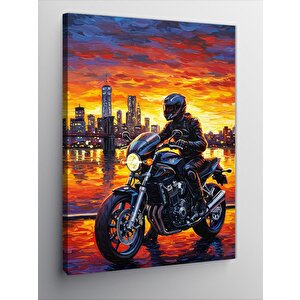 Kanvas Tablo Motorcu Ve Gün Batımı 70x100 cm