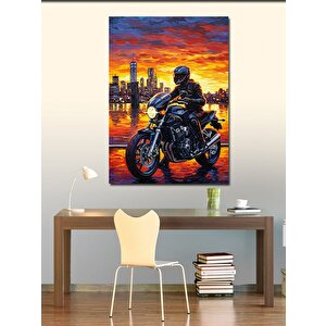 Kanvas Tablo Motorcu Ve Gün Batımı 70x100 cm