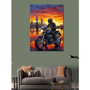 Kanvas Tablo Motorcu Ve Gün Batımı 70x100 cm
