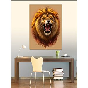 Kanvas Tablo Kükreyen Aslan Portresi 70x100 cm