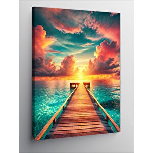 Kanvas Tablo Gün Batımında Ahşap İskele 50x70 cm