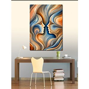 Kanvas Tablo Soyut Yüz Ve Renk Dalgaları 100x140 cm