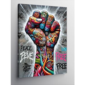 Kanvas Tablo Renkli Barış Yumruğu 70x100 cm