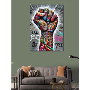 Kanvas Tablo Renkli Barış Yumruğu 70x100 cm