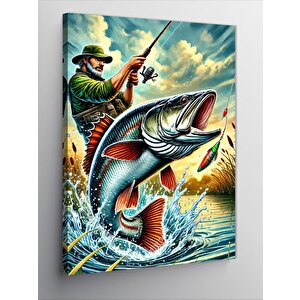 Kanvas Tablo Balık Avı Ve Dinamik Hareket 50x70 cm