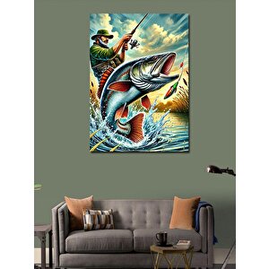 Kanvas Tablo Balık Avı Ve Dinamik Hareket 50x70 cm