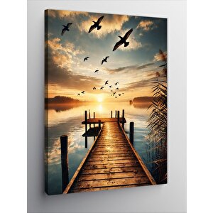 Kanvas Tablo Gün Batımında Ahşap İskele 70x100 cm