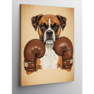 Kanvas Tablo Boks Eldiveni Takmış Köpek 100x140 cm