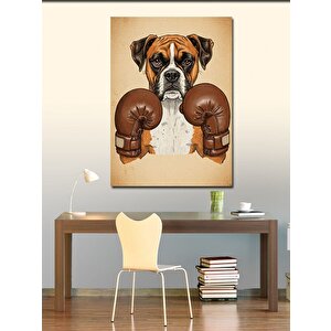 Kanvas Tablo Boks Eldiveni Takmış Köpek 100x140 cm