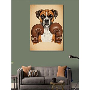 Kanvas Tablo Boks Eldiveni Takmış Köpek 50x70 cm