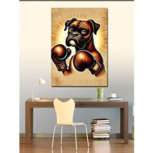 Kanvas Tablo Boksör Köpek Çizimi 70x100 cm