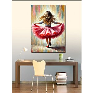 Kanvas Tablo Pembe Elbiseli Küçük Kız 50x70 cm