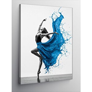 Kanvas Tablo Mavi Elbiseli Dans Eden Kadın 100x140 cm