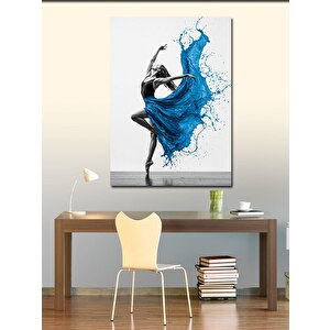 Kanvas Tablo Mavi Elbiseli Dans Eden Kadın 100x140 cm