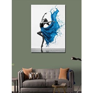 Kanvas Tablo Mavi Elbiseli Dans Eden Kadın 100x140 cm