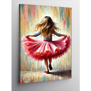 Kanvas Tablo Pembe Elbiseli Küçük Kız 100x140 cm