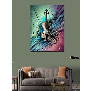 Kanvas Tablo Renkli Keman Çizimi 50x70 cm