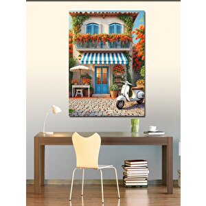 Kanvas Tablo Mavi Kapılı Akdeniz Evi 50x70 cm