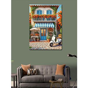 Kanvas Tablo Mavi Kapılı Akdeniz Evi 50x70 cm