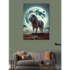 Kanvas Tablo Ayışığında Beyaz Aslan 100x140 cm