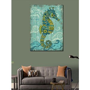 Kanvas Tablo Mavi Denizatı Çizimi 70x100 cm